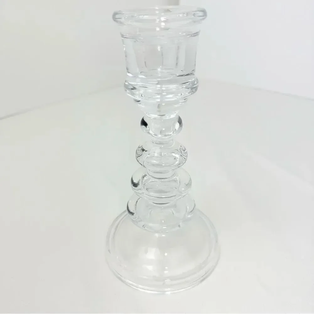 Elements Clear Glass Rounded Tiered Taper Candle Holder